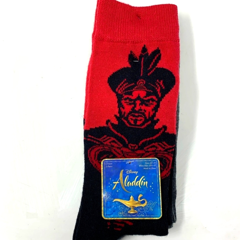 Nwt Men's 2 Pk Disney's Aladdin Jafar Crew Socks